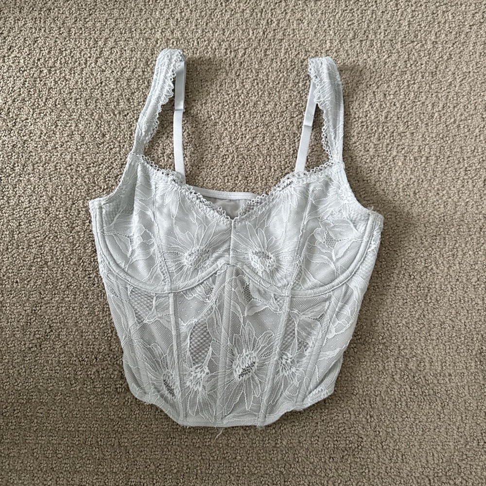 Baby Blue Lace Corset Top
